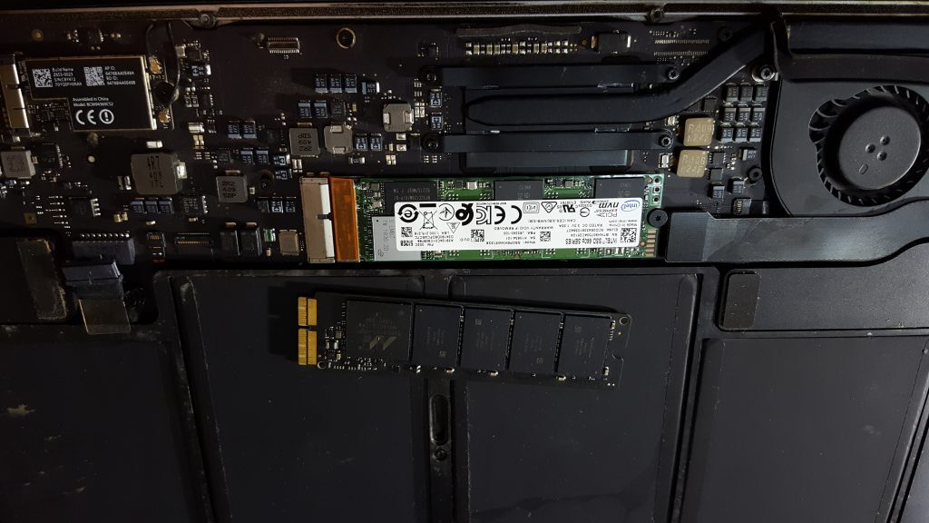Подключение intel m.2 SSD через адаптер к Макбуку