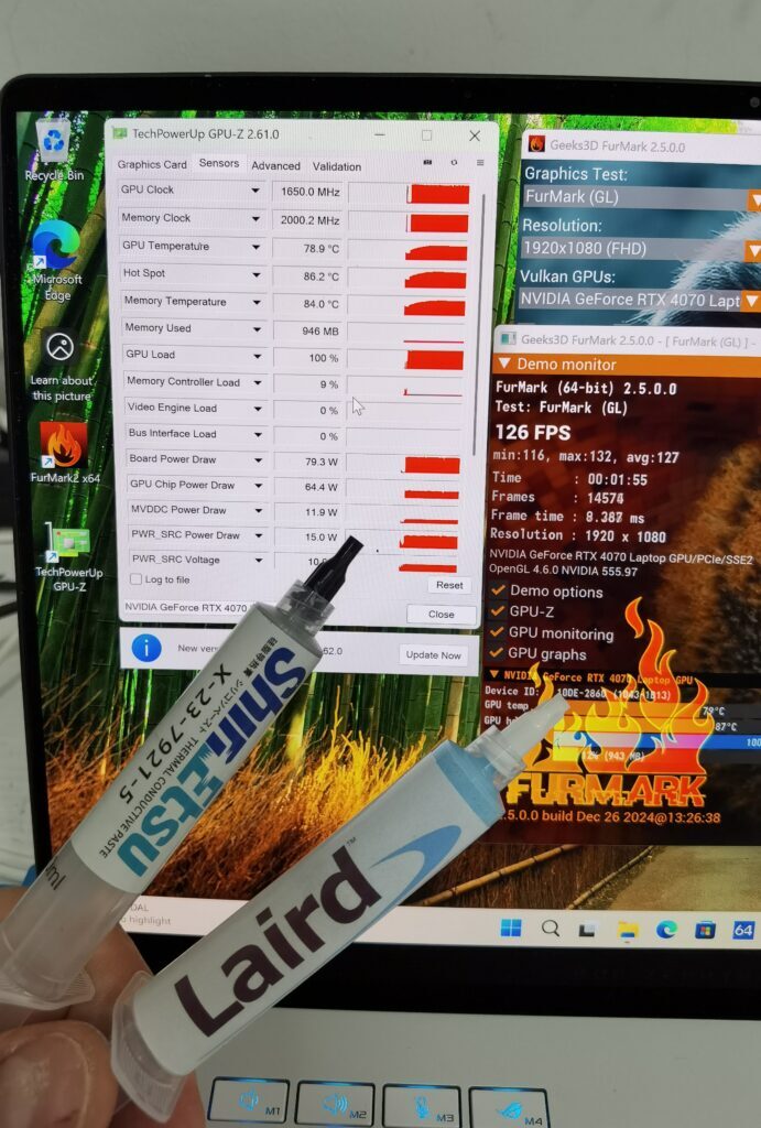 обслуживание и замена термопасты и жидкого металла Asus ROG Zephyrus